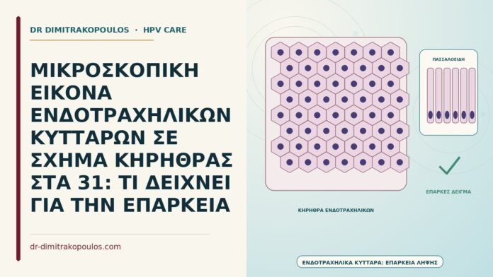 μικροσκοπική εικόνα ενδοτραχηλικών κυττάρων σε σχήμα κηρήθρας