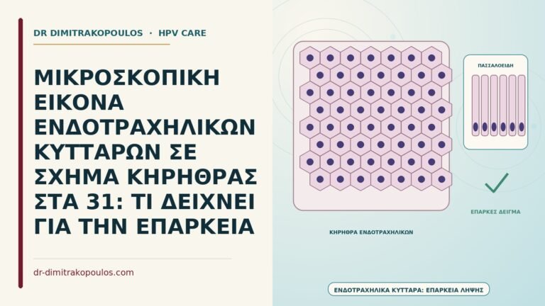 μικροσκοπική εικόνα ενδοτραχηλικών κυττάρων σε σχήμα κηρήθρας