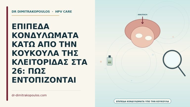 επίπεδα κονδυλώματα κάτω από την κουκούλα