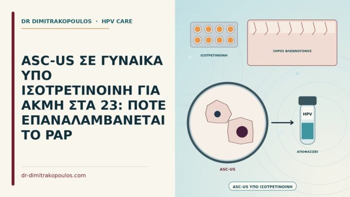 ASC-US ΣΕ ΓΥΝΑΙΚΑ ΥΠΟ ΙΣΟΤΡΕΤΙΝΟΙΝΗ ΓΙΑ ΑΚΜΗ ΣΤΑ 23: ΠΟΤΕ ΕΠΑΝΑΛΑΜΒΑΝΕΤΑΙ ΤΟ PAP ASC-US υπό ισοτρετινοΐνη