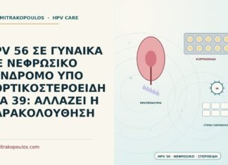 HPV 56 ΣΕ ΓΥΝΑΙΚΑ ΜΕ ΝΕΦΡΩΣΙΚΟ ΣΥΝΔΡΟΜΟ ΥΠΟ ΚΟΡΤΙΚΟΣΤΕΡΟΕΙΔΗ ΣΤΑ 39: ΑΛΛΑΖΕΙ Η ΠΑΡΑΚΟΛΟΥΘΗΣΗ HPV 56 με νεφρωσικό σύνδρομο