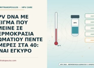 HPV DNA ΜΕ ΔΕΙΓΜΑ ΠΟΥ ΕΜΕΙΝΕ ΣΕ ΘΕΡΜΟΚΡΑΣΙΑ ΔΩΜΑΤΙΟΥ ΠΕΝΤΕ ΗΜΕΡΕΣ ΣΤΑ 40: ΕΙΝΑΙ ΕΓΚΥΡΟ HPV DNA σε θερμοκρασία δωματίου πέντε ημέρες