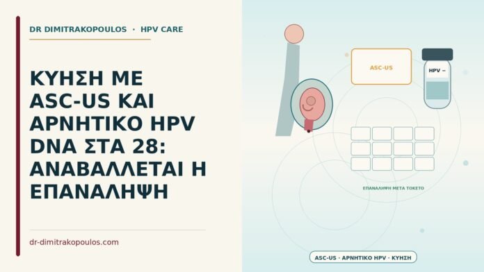 ΚΥΗΣΗ ΜΕ ASC-US ΚΑΙ ΑΡΝΗΤΙΚΟ HPV DNA ΣΤΑ 28: ΑΝΑΒΑΛΛΕΤΑΙ Η ΕΠΑΝΑΛΗΨΗ ASC-US με αρνητικό HPV στην κύηση