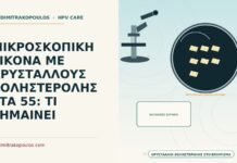 ΜΙΚΡΟΣΚΟΠΙΚΗ ΕΙΚΟΝΑ ΜΕ ΚΡΥΣΤΑΛΛΟΥΣ ΧΟΛΗΣΤΕΡΟΛΗΣ ΣΤΑ 55: ΤΙ ΣΗΜΑΙΝΕΙ κρυστάλλοι χοληστερόλης στο επίχρισμα