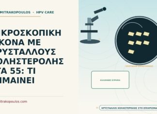 ΜΙΚΡΟΣΚΟΠΙΚΗ ΕΙΚΟΝΑ ΜΕ ΚΡΥΣΤΑΛΛΟΥΣ ΧΟΛΗΣΤΕΡΟΛΗΣ ΣΤΑ 55: ΤΙ ΣΗΜΑΙΝΕΙ κρυστάλλοι χοληστερόλης στο επίχρισμα
