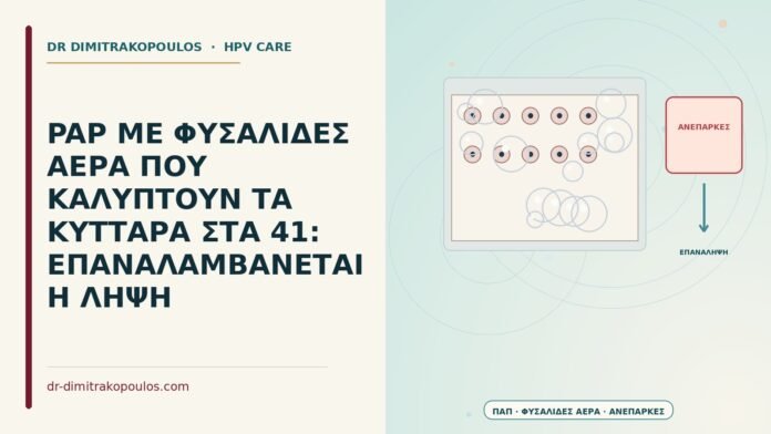 PAP ΜΕ ΦΥΣΑΛΙΔΕΣ ΑΕΡΑ ΠΟΥ ΚΑΛΥΠΤΟΥΝ ΤΑ ΚΥΤΤΑΡΑ ΣΤΑ 41: ΕΠΑΝΑΛΑΜΒΑΝΕΤΑΙ Η ΛΗΨΗ Παπ με φυσαλίδες αέρα