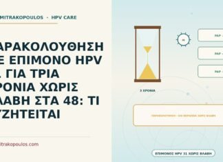 ΠΑΡΑΚΟΛΟΥΘΗΣΗ ΜΕ ΕΠΙΜΟΝΟ HPV 31 ΓΙΑ ΤΡΙΑ ΧΡΟΝΙΑ ΧΩΡΙΣ ΒΛΑΒΗ ΣΤΑ 48: ΤΙ ΣΥΖΗΤΕΙΤΑΙ επίμονος HPV 31 τρία χρόνια χωρίς βλάβη