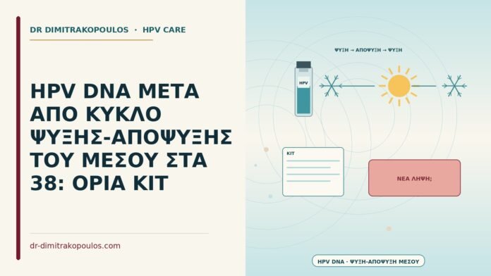 HPV DNA ΜΕΤΑ ΑΠΟ ΚΥΚΛΟ ΨΥΞΗΣ-ΑΠΟΨΥΞΗΣ ΤΟΥ ΜΕΣΟΥ ΣΤΑ 38: ΟΡΙΑ ΚΙΤ HPV DNA μετά από κύκλο ψύξης-απόψυξης του μέσου