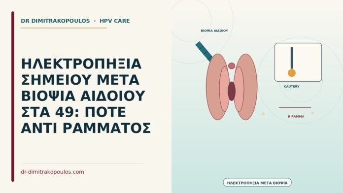 ΗΛΕΚΤΡΟΠΗΞΙΑ ΣΗΜΕΙΟΥ ΜΕΤΑ ΒΙΟΨΙΑ ΑΙΔΟΙΟΥ ΣΤΑ 49: ΠΟΤΕ ΑΝΤΙ ΡΑΜΜΑΤΟΣ ηλεκτροπηξία σημείου μετά βιοψία αιδοίου