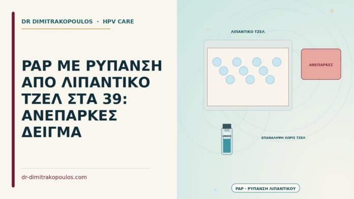 PAP ΜΕ ΡΥΠΑΝΣΗ ΑΠΟ ΛΙΠΑΝΤΙΚΟ ΤΖΕΛ ΣΤΑ 39: ΑΝΕΠΑΡΚΕΣ ΔΕΙΓΜΑ Παπ με ρύπανση από λιπαντικό τζελ