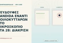 ψευδουφές Candida έναντι κοιλοκυττάρων στο μικροσκόπιο