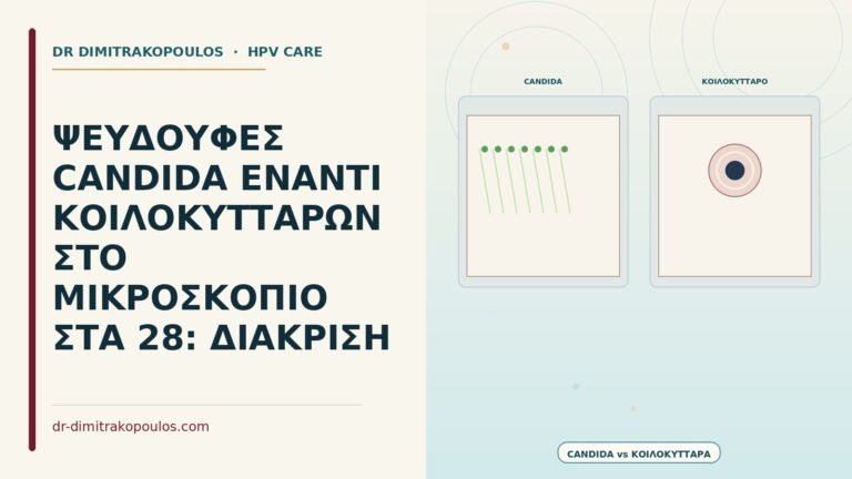 ψευδουφές Candida έναντι κοιλοκυττάρων στο μικροσκόπιο