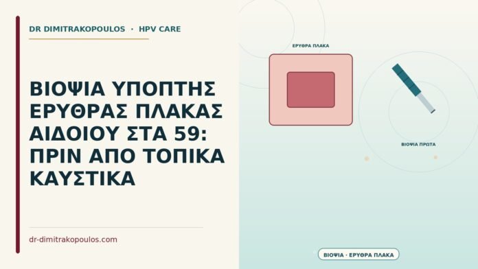 ΒΙΟΨΙΑ ΥΠΟΠΤΗΣ ΕΡΥΘΡΑΣ ΠΛΑΚΑΣ ΑΙΔΟΙΟΥ ΣΤΑ 59: ΠΡΙΝ ΑΠΟ ΤΟΠΙΚΑ ΚΑΥΣΤΙΚΑ βιοψία ύποπτης ερυθράς πλάκας αιδοίου
