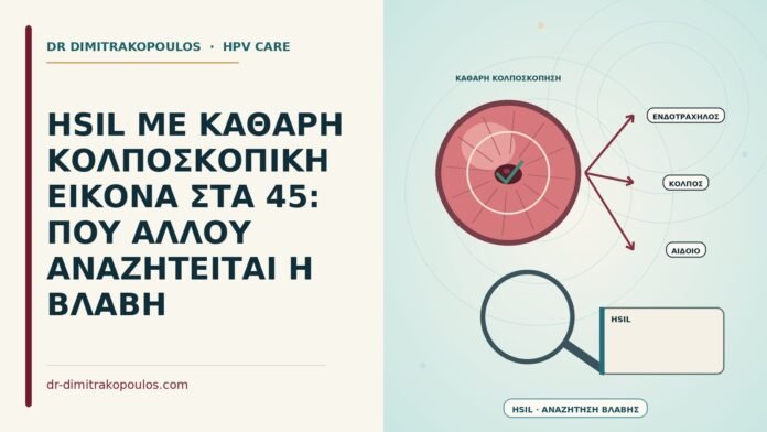 HSIL ΜΕ ΚΑΘΑΡΗ ΚΟΛΠΟΣΚΟΠΙΚΗ ΕΙΚΟΝΑ ΣΤΑ 45: ΠΟΥ ΑΛΛΟΥ ΑΝΑΖΗΤΕΙΤΑΙ Η ΒΛΑΒΗ HSIL με καθαρή κολποσκοπική εικόνα