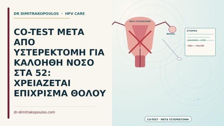 co-test μετά από υστερεκτομή για καλοήθη νόσο