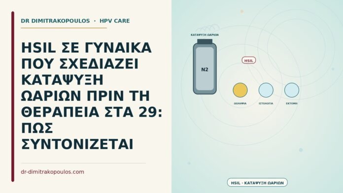 HSIL ΣΕ ΓΥΝΑΙΚΑ ΠΟΥ ΣΧΕΔΙΑΖΕΙ ΚΑΤΑΨΥΞΗ ΩΑΡΙΩΝ ΠΡΙΝ ΤΗ ΘΕΡΑΠΕΙΑ ΣΤΑ 29: ΠΩΣ ΣΥΝΤΟΝΙΖΕΤΑΙ HSIL και καταψύξη ωαρίων πριν θεραπεία