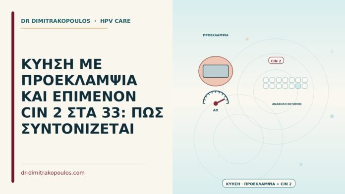 ΚΥΗΣΗ ΜΕ ΠΡΟΕΚΛΑΜΨΙΑ ΚΑΙ ΕΠΙΜΕΝΟΝ CIN 2 ΣΤΑ 33: ΠΩΣ ΣΥΝΤΟΝΙΖΕΤΑΙ κύηση με προεκλαμψία και επιμένον CIN 2