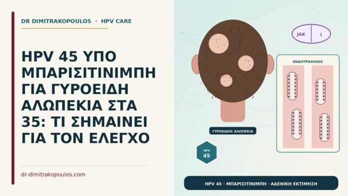 HPV 45 ΥΠΟ ΜΠΑΡΙΣΙΤΙΝΙΜΠΗ ΓΙΑ ΓΥΡΟΕΙΔΗ ΑΛΩΠΕΚΙΑ ΣΤΑ 35: ΤΙ ΣΗΜΑΙΝΕΙ ΓΙΑ ΤΟΝ ΕΛΕΓΧΟ HPV 45 υπό μπαρισιτινίμπη
