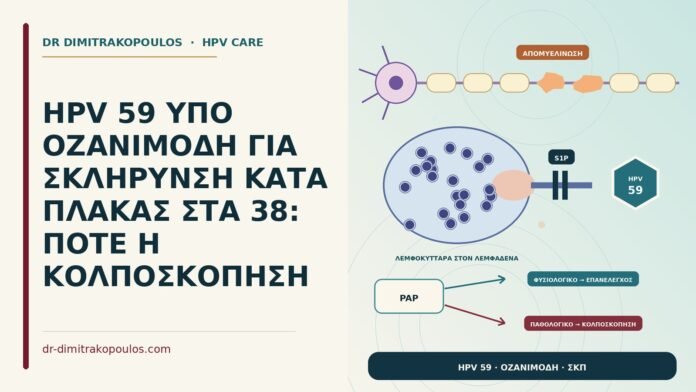 HPV 59 ΥΠΟ ΟΖΑΝΙΜΟΔΗ ΓΙΑ ΣΚΛΗΡΥΝΣΗ ΚΑΤΑ ΠΛΑΚΑΣ ΣΤΑ 38: ΠΟΤΕ Η ΚΟΛΠΟΣΚΟΠΗΣΗ HPV 59 υπό οζανιμόδη