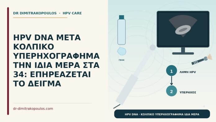 HPV DNA ΜΕΤΑ ΚΟΛΠΙΚΟ ΥΠΕΡΗΧΟΓΡΑΦΗΜΑ ΤΗΝ ΙΔΙΑ ΜΕΡΑ ΣΤΑ 34: ΕΠΗΡΕΑΖΕΤΑΙ ΤΟ ΔΕΙΓΜΑ HPV DNA μετά κολπικό υπερηχογράφημα