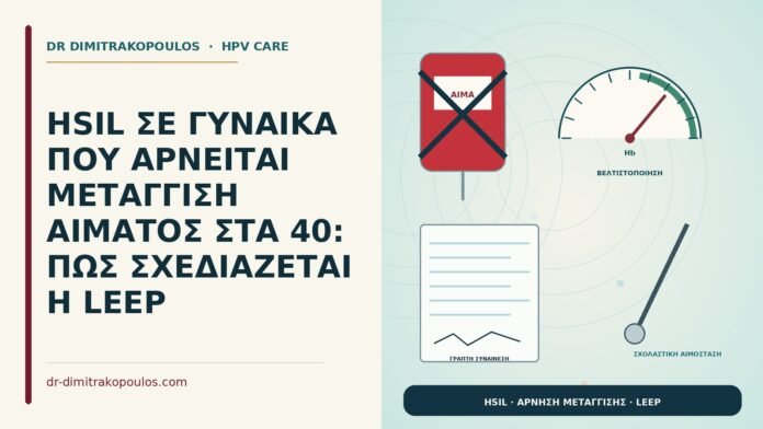 HSIL ΣΕ ΓΥΝΑΙΚΑ ΠΟΥ ΑΡΝΕΙΤΑΙ ΜΕΤΑΓΓΙΣΗ ΑΙΜΑΤΟΣ ΣΤΑ 40: ΠΩΣ ΣΧΕΔΙΑΖΕΤΑΙ Η LEEP HSIL και άρνηση μετάγγισης