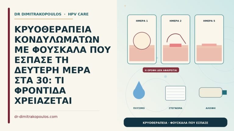 σπασμένη φουσκάλα μετά κρυοθεραπεία