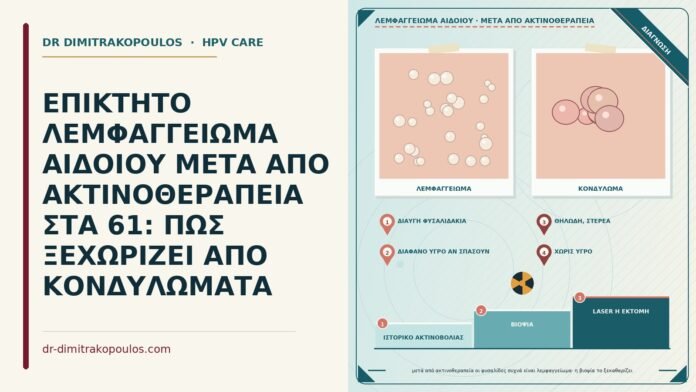 ΕΠΙΚΤΗΤΟ ΛΕΜΦΑΓΓΕΙΩΜΑ ΑΙΔΟΙΟΥ ΜΕΤΑ ΑΠΟ ΑΚΤΙΝΟΘΕΡΑΠΕΙΑ ΣΤΑ 61: ΠΩΣ ΞΕΧΩΡΙΖΕΙ ΑΠΟ ΚΟΝΔΥΛΩΜΑΤΑ επίκτητο λεμφαγγείωμα αιδοίου