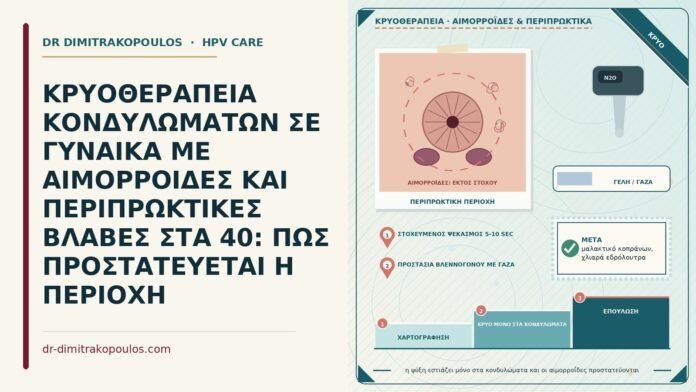 ΚΡΥΟΘΕΡΑΠΕΙΑ ΚΟΝΔΥΛΩΜΑΤΩΝ ΣΕ ΓΥΝΑΙΚΑ ΜΕ ΑΙΜΟΡΡΟΪΔΕΣ ΚΑΙ ΠΕΡΙΠΡΩΚΤΙΚΕΣ ΒΛΑΒΕΣ ΣΤΑ 40: ΠΩΣ ΠΡΟΣΤΑΤΕΥΕΤΑΙ Η ΠΕΡΙΟΧΗ κρυοθεραπεία με αιμορροΐδες
