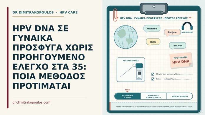 HPV DNA ΣΕ ΓΥΝΑΙΚΑ ΠΡΟΣΦΥΓΑ ΧΩΡΙΣ ΠΡΟΗΓΟΥΜΕΝΟ ΕΛΕΓΧΟ ΣΤΑ 35: ΠΟΙΑ ΜΕΘΟΔΟΣ ΠΡΟΤΙΜΑΤΑΙ HPV DNA σε πρόσφυγα
