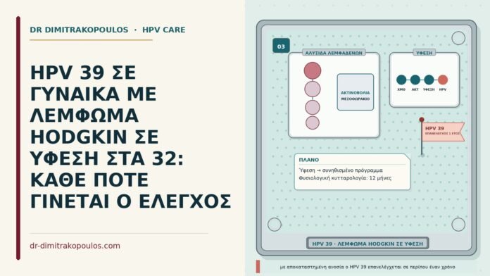 HPV 39 ΣΕ ΓΥΝΑΙΚΑ ΜΕ ΛΕΜΦΩΜΑ HODGKIN ΣΕ ΥΦΕΣΗ ΣΤΑ 32: ΚΑΘΕ ΠΟΤΕ ΓΙΝΕΤΑΙ Ο ΕΛΕΓΧΟΣ HPV 39 μετά από λέμφωμα Hodgkin