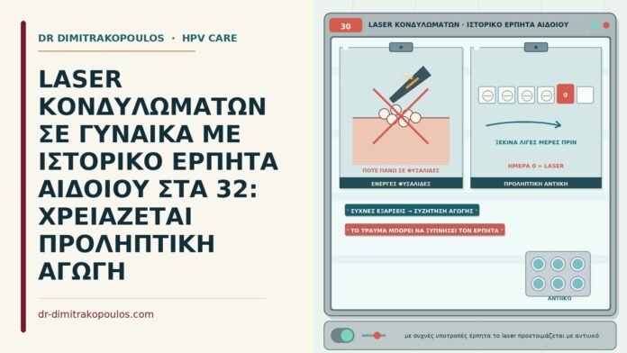 LASER ΚΟΝΔΥΛΩΜΑΤΩΝ ΣΕ ΓΥΝΑΙΚΑ ΜΕ ΙΣΤΟΡΙΚΟ ΕΡΠΗΤΑ ΑΙΔΟΙΟΥ ΣΤΑ 32: ΧΡΕΙΑΖΕΤΑΙ ΠΡΟΛΗΠΤΙΚΗ ΑΓΩΓΗ laser με ιστορικό έρπητα