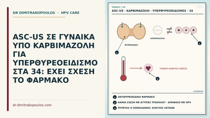 ASC-US ΣΕ ΓΥΝΑΙΚΑ ΥΠΟ ΚΑΡΒΙΜΑΖΟΛΗ ΓΙΑ ΥΠΕΡΘΥΡΕΟΕΙΔΙΣΜΟ ΣΤΑ 34: ΕΧΕΙ ΣΧΕΣΗ ΤΟ ΦΑΡΜΑΚΟ ASC-US υπό καρβιμαζόλη