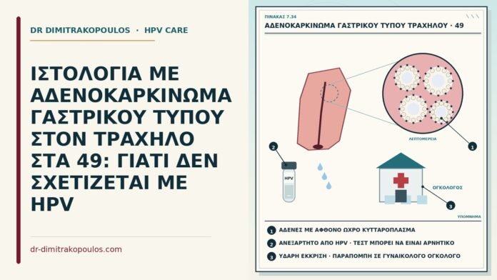 ΙΣΤΟΛΟΓΙΑ ΜΕ ΑΔΕΝΟΚΑΡΚΙΝΩΜΑ ΓΑΣΤΡΙΚΟΥ ΤΥΠΟΥ ΣΤΟΝ ΤΡΑΧΗΛΟ ΣΤΑ 49: ΓΙΑΤΙ ΔΕΝ ΣΧΕΤΙΖΕΤΑΙ ΜΕ HPV αδενοκαρκίνωμα γαστρικού τύπου