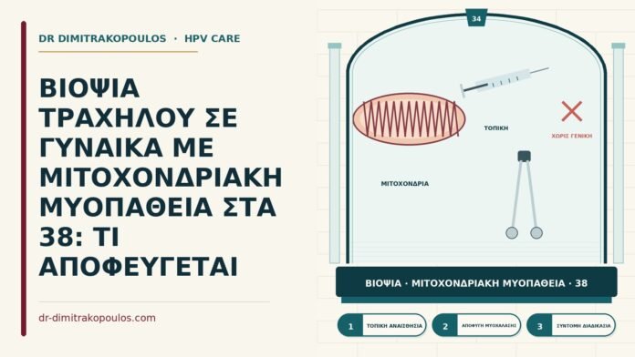 ΒΙΟΨΙΑ ΤΡΑΧΗΛΟΥ ΣΕ ΓΥΝΑΙΚΑ ΜΕ ΜΙΤΟΧΟΝΔΡΙΑΚΗ ΜΥΟΠΑΘΕΙΑ ΣΤΑ 38: ΤΙ ΑΠΟΦΕΥΓΕΤΑΙ βιοψία με μιτοχονδριακή μυοπάθεια