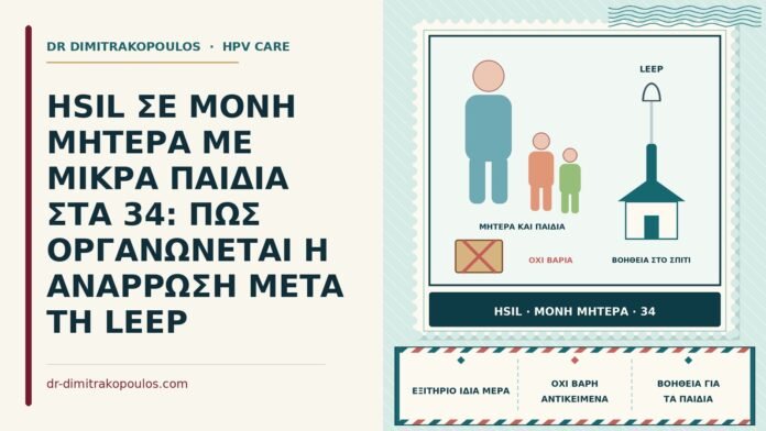 HSIL ΣΕ ΜΟΝΗ ΜΗΤΕΡΑ ΜΕ ΜΙΚΡΑ ΠΑΙΔΙΑ ΣΤΑ 34: ΠΩΣ ΟΡΓΑΝΩΝΕΤΑΙ Η ΑΝΑΡΡΩΣΗ ΜΕΤΑ ΤΗ LEEP ανάρρωση μετά τη LEEP για HSIL