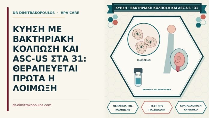 ΚΥΗΣΗ ΜΕ ΒΑΚΤΗΡΙΑΚΗ ΚΟΛΠΩΣΗ ΚΑΙ ASC-US ΣΤΑ 31: ΘΕΡΑΠΕΥΕΤΑΙ ΠΡΩΤΑ Η ΛΟΙΜΩΞΗ κύηση με βακτηριακή κολπώση