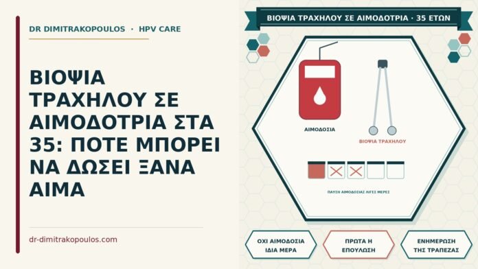 ΒΙΟΨΙΑ ΤΡΑΧΗΛΟΥ ΣΕ ΑΙΜΟΔΟΤΡΙΑ ΣΤΑ 35: ΠΟΤΕ ΜΠΟΡΕΙ ΝΑ ΔΩΣΕΙ ΞΑΝΑ ΑΙΜΑ βιοψία τραχήλου σε αιμοδότρια
