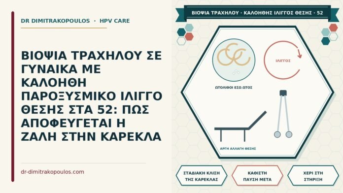 ΒΙΟΨΙΑ ΤΡΑΧΗΛΟΥ ΣΕ ΓΥΝΑΙΚΑ ΜΕ ΚΑΛΟΗΘΗ ΠΑΡΟΞΥΣΜΙΚΟ ΙΛΙΓΓΟ ΘΕΣΗΣ ΣΤΑ 52: ΠΩΣ ΑΠΟΦΕΥΓΕΤΑΙ Η ΖΑΛΗ ΣΤΗΝ ΚΑΡΕΚΛΑ βιοψία τραχήλου με ίλιγγο θέσης