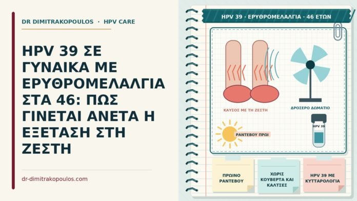 HPV 39 ΣΕ ΓΥΝΑΙΚΑ ΜΕ ΕΡΥΘΡΟΜΕΛΑΛΓΙΑ ΣΤΑ 46: ΠΩΣ ΓΙΝΕΤΑΙ ΑΝΕΤΑ Η ΕΞΕΤΑΣΗ ΣΤΗ ΖΕΣΤΗ HPV 39 με ερυθρομελαλγία