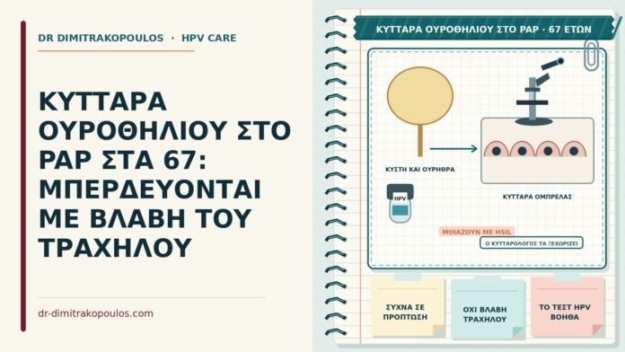 ΚΥΤΤΑΡΑ ΟΥΡΟΘΗΛΙΟΥ ΣΤΟ PAP ΣΤΑ 67: ΜΠΕΡΔΕΥΟΝΤΑΙ ΜΕ ΒΛΑΒΗ ΤΟΥ ΤΡΑΧΗΛΟΥ κύτταρα ουροθηλίου στο Παπ