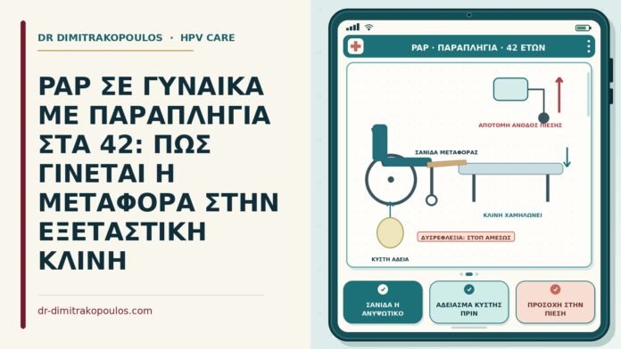 PAP ΣΕ ΓΥΝΑΙΚΑ ΜΕ ΠΑΡΑΠΛΗΓΙΑ ΣΤΑ 42: ΠΩΣ ΓΙΝΕΤΑΙ Η ΜΕΤΑΦΟΡΑ ΣΤΗΝ ΕΞΕΤΑΣΤΙΚΗ ΚΛΙΝΗ Παπ σε γυναίκα με παραπληγία