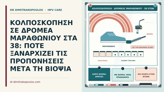 ΚΟΛΠΟΣΚΟΠΗΣΗ ΣΕ ΔΡΟΜΕΑ ΜΑΡΑΘΩΝΙΟΥ ΣΤΑ 38: ΠΟΤΕ ΞΑΝΑΡΧΙΖΕΙ ΤΙΣ ΠΡΟΠΟΝΗΣΕΙΣ ΜΕΤΑ ΤΗ ΒΙΟΨΙΑ κολποσκόπηση σε δρομέα μαραθωνίου