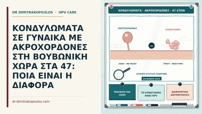 ΚΟΝΔΥΛΩΜΑΤΑ ΣΕ ΓΥΝΑΙΚΑ ΜΕ ΑΚΡΟΧΟΡΔΟΝΕΣ ΣΤΗ ΒΟΥΒΩΝΙΚΗ ΧΩΡΑ ΣΤΑ 47: ΠΟΙΑ ΕΙΝΑΙ Η ΔΙΑΦΟΡΑ κονδυλώματα και ακροχορδόνες