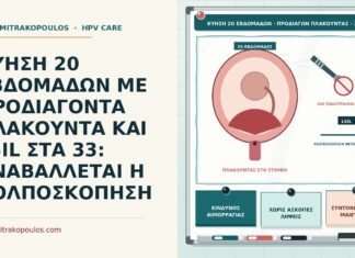 ΚΥΗΣΗ 20 ΕΒΔΟΜΑΔΩΝ ΜΕ ΠΡΟΔΙΑΓΟΝΤΑ ΠΛΑΚΟΥΝΤΑ ΚΑΙ LSIL ΣΤΑ 33: ΑΝΑΒΑΛΛΕΤΑΙ Η ΚΟΛΠΟΣΚΟΠΗΣΗ κύηση με προδιάγοντα πλακούντα
