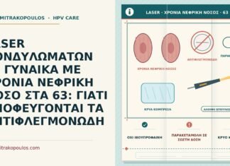 LASER ΚΟΝΔΥΛΩΜΑΤΩΝ ΣΕ ΓΥΝΑΙΚΑ ΜΕ ΧΡΟΝΙΑ ΝΕΦΡΙΚΗ ΝΟΣΟ ΣΤΑ 63: ΓΙΑΤΙ ΑΠΟΦΕΥΓΟΝΤΑΙ ΤΑ ΑΝΤΙΦΛΕΓΜΟΝΩΔΗ laser με χρόνια νεφρική νόσο