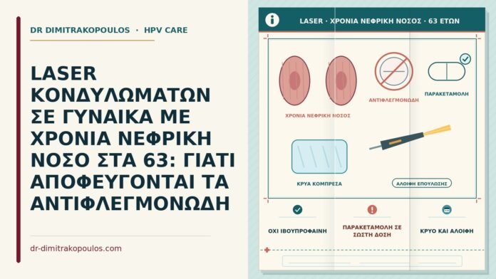 LASER ΚΟΝΔΥΛΩΜΑΤΩΝ ΣΕ ΓΥΝΑΙΚΑ ΜΕ ΧΡΟΝΙΑ ΝΕΦΡΙΚΗ ΝΟΣΟ ΣΤΑ 63: ΓΙΑΤΙ ΑΠΟΦΕΥΓΟΝΤΑΙ ΤΑ ΑΝΤΙΦΛΕΓΜΟΝΩΔΗ laser με χρόνια νεφρική νόσο