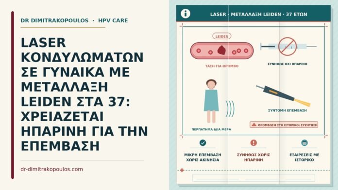 LASER ΚΟΝΔΥΛΩΜΑΤΩΝ ΣΕ ΓΥΝΑΙΚΑ ΜΕ ΜΕΤΑΛΛΑΞΗ LEIDEN ΣΤΑ 37: ΧΡΕΙΑΖΕΤΑΙ ΗΠΑΡΙΝΗ ΓΙΑ ΤΗΝ ΕΠΕΜΒΑΣΗ laser με μετάλλαξη Leiden