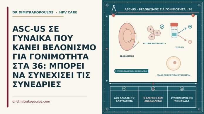 ASC-US ΣΕ ΓΥΝΑΙΚΑ ΠΟΥ ΚΑΝΕΙ ΒΕΛΟΝΙΣΜΟ ΓΙΑ ΓΟΝΙΜΟΤΗΤΑ ΣΤΑ 36: ΜΠΟΡΕΙ ΝΑ ΣΥΝΕΧΙΣΕΙ ΤΙΣ ΣΥΝΕΔΡΙΕΣ ASC-US και βελονισμός