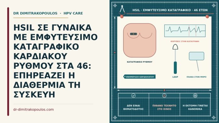 HSIL ΣΕ ΓΥΝΑΙΚΑ ΜΕ ΕΜΦΥΤΕΥΣΙΜΟ ΚΑΤΑΓΡΑΦΙΚΟ ΚΑΡΔΙΑΚΟΥ ΡΥΘΜΟΥ ΣΤΑ 46: ΕΠΗΡΕΑΖΕΙ Η ΔΙΑΘΕΡΜΙΑ ΤΗ ΣΥΣΚΕΥΗ HSIL με εμφυτεύσιμο καταγραφικό ρυθμού