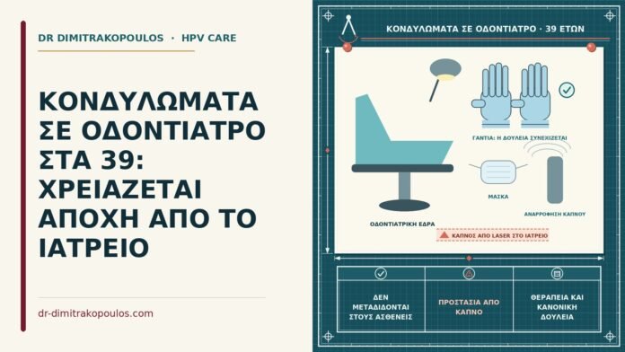 ΚΟΝΔΥΛΩΜΑΤΑ ΣΕ ΟΔΟΝΤΙΑΤΡΟ ΣΤΑ 39: ΧΡΕΙΑΖΕΤΑΙ ΑΠΟΧΗ ΑΠΟ ΤΟ ΙΑΤΡΕΙΟ κονδυλώματα σε οδοντίατρο